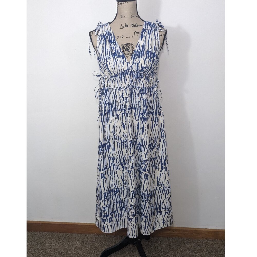 Rails Constantine Blue White Cobalt Shibori Organic Cotton Dress Size Medium M